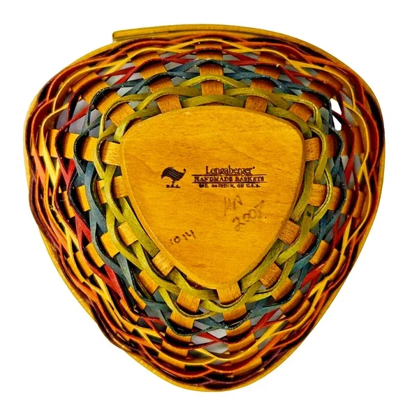 Longaberger Fiesta Chip & Dip Basket Set with Lidded Protectors 2008 Triangles - Picture 11 of 16